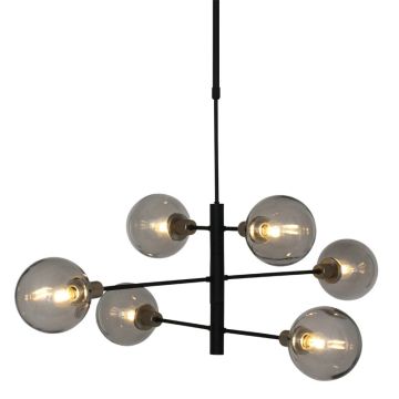 Steinhauer Constellation LED Hanglamp | 6x E14 40W | Dimbaar | Smoke glas/Zwart