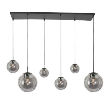 Steinhauer Bollique New LED Hanglamp | 6x E27 40W | Dimbaar | Smoke glas/Zwart