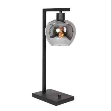 Steinhauer Lotus LED Tafellamp | 1x E27 40W | Dimbaar | Smoke glas/Zwart