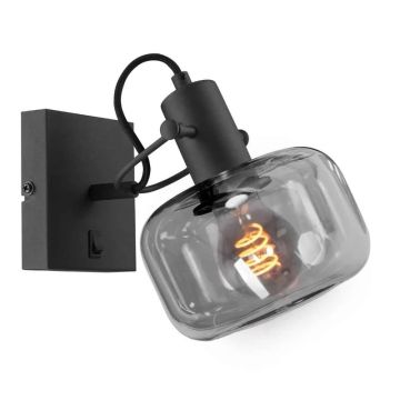 Steinhauer Glaslic LED Wandlamp | 1x E27 40W | Dimbaar | Smoke glas/Zwart
