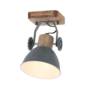Mexlite Gearwood LED Plafondlamp | 1x E27 40W | Dimbaar | Grijs/Hout