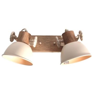 Mexlite Gearwood LED Plafondlamp | 2x E27 40W | Dimbaar | Creme