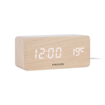Karlsson Block Wekker | 15x7.1x7.4cm | Light wood veneer