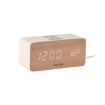 Karlsson Block Wekker | 15x7.1x7.4cm | White wash veneer