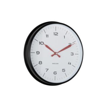 Karlsson Modern Factory Wandklok | Ø30cm | Black & bright rood