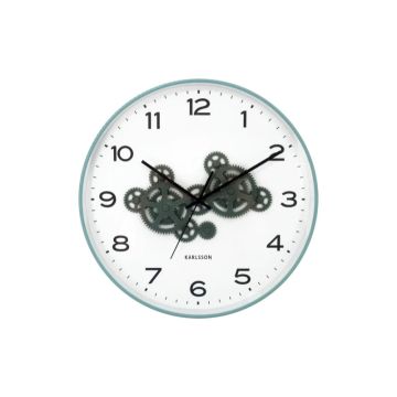 Karlsson Open Gear Wandklok | Ø40cm | Misty blue & jungle groen