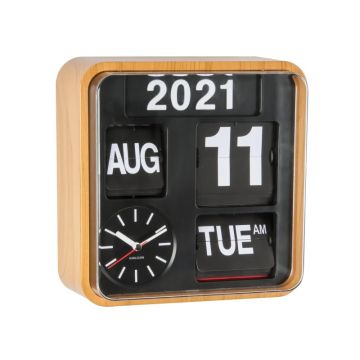 Karlsson Mini Flip Wandklok | 24x24x10cm | Light wood veneer