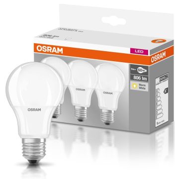 Osram E27 Led Lamp 3x | 9W=60W 2700K | Mat 220-240V