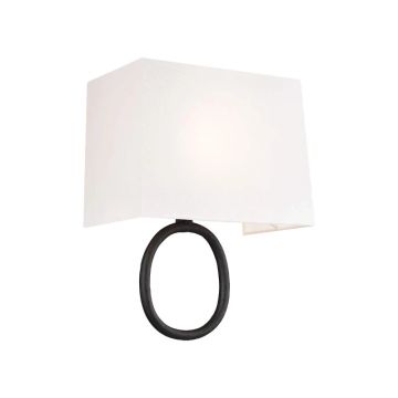 Feiss LED Wandlamp Indo | 1X E27 Max 60W | Aged Iron and off white cotton shade
