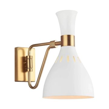 Feiss LED Wandlamp Joan | 1X E27 Max 60W | Matte White / Burnished Brass