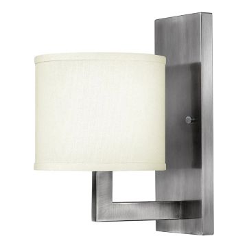 Hinkley LED Wandlamp Hampton | 1X E27 Max 60W | Antique Nickel, Ivory Shade