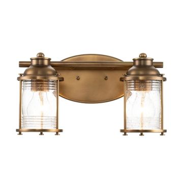 Kichler LED Badkamerarmatuur Ashland Bay | 2X E27 Max 60W | IP44 | Natural Brass