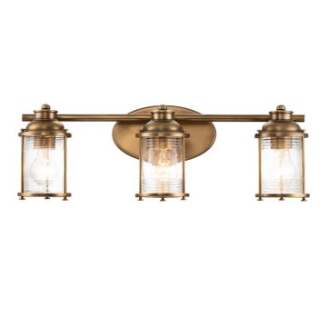 Kichler LED Badkamerarmatuur Ashland Bay | 3X E27 Max 60W | IP44 | Natural Brass