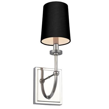 Feiss LED Wandlamp Felixstowe | 3W 3000K 300Lm 830 | IP44 | Dimbaar | Polished Chrome, Black Faux Silk Shade