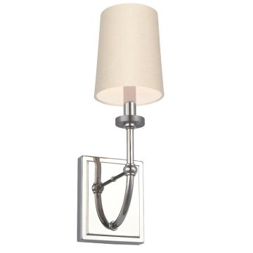 Feiss LED Wandlamp Felixstowe | 3W 3000K 300Lm 830 | IP44 | Dimbaar | Polished Chrome, Scallop Faux Silk Shade