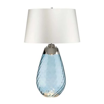 Elstead Lighting LED Tafellamp Lena - Blue | E27 60W 3000K 620Lm 830 | Blue-tinted Glass / Off-White Shade