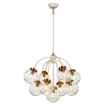 Elstead Lighting LED Hanglamp Cosmos | 9X E14 Max 8W | Dimbaar | Cream Painted and Aged Brass