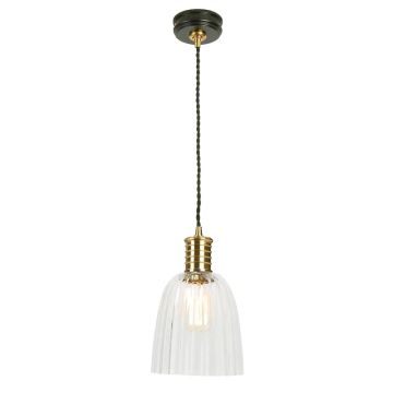 Elstead Lighting LED Hanglamp Douille | 1X E27 Max 60W | Dimbaar | Black/Polished Brass