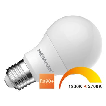 10x Megaman E27 LED Lamp | 8.2W 1800K/2700K 220V/240V | 918/927 Dimbaar | MM11076