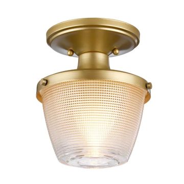 Quoizel LED Plafond Badkamerlamp Dublin | 1X E27 Max 40W | IP44 | Dimbaar | Painted Natural Brass