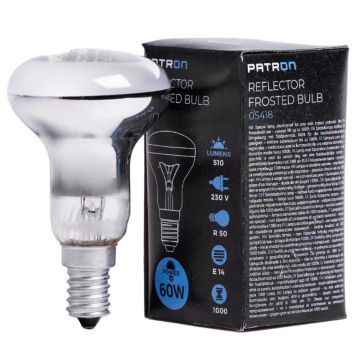 Patron E14 R50 Reflector Gloeilamp | 60W 2700K Mat | Dimbaar