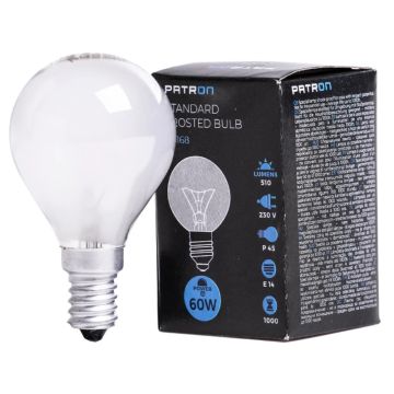 Patron E14 Kogel Gloeilamp | 60W 2700K 510Lm Mat | Dimbaar