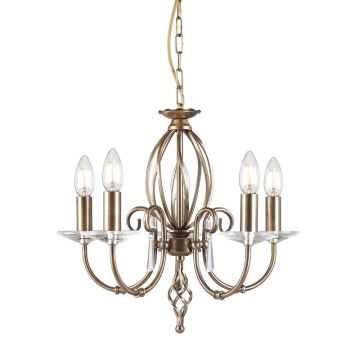 Elstead Lighting LED Kroonluchter | 5X E14 Max 60W | Dimbaar | Aged Brass