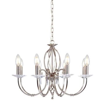 Elstead Lighting LED Kroonluchter | 8X E14 Max 60W | Dimbaar | Polished Nickel