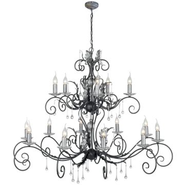 Elstead Lighting LED Kroonluchter | 15X E14 Max 60W | Dimbaar | Black with Silver Patina