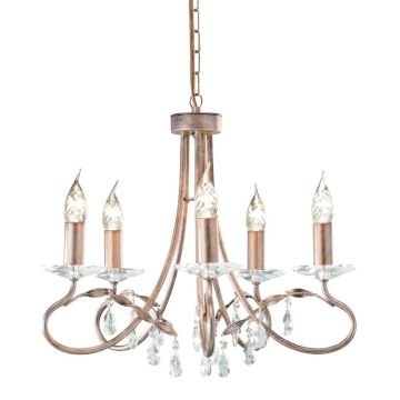 Elstead Lighting LED Kroonluchter | 5X E14 Max 60W | Dimbaar | Silver/Gold Patina