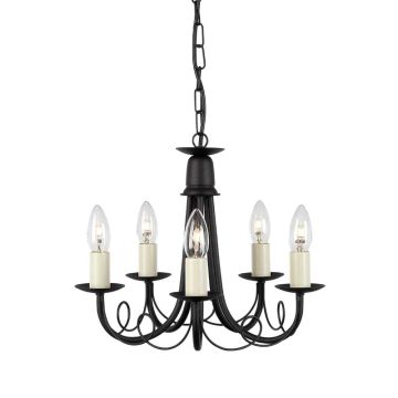 Elstead Lighting LED Kroonluchter | 5X E14 Max 60W | Dimbaar | Black