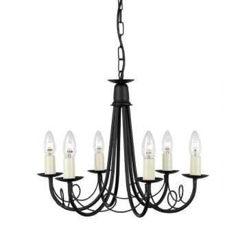 Elstead Lighting LED Kroonluchter | 6X E14 Max 60W | Dimbaar | Black