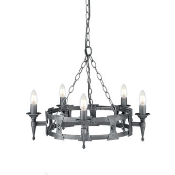 Elstead Lighting LED Kroonluchter | 5X E14 Max 60W | Dimbaar | Black/Silver Patina