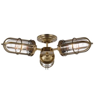 Feiss LED Plafond Badkamerlamp Urban Restoration | 3X E27 Max 60W | IP44 | Dimbaar | Dark Antique Brass