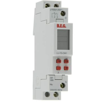 BEG Digitale Schakelklok | DIN-rail | IP20 | Wisselcontact | 60 Minuten- 24-uur- Cyclus- Programmering | Radiogestuurd | 92656