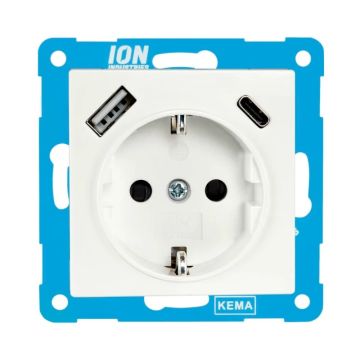Ion Industries Wandcontactdoos | RA USB A + USB C met Aanraakbeveiliging V1/J1 Alpin Wi