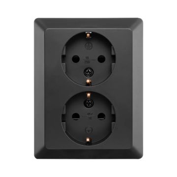 Ion Industries Wandcontactdoos | Half Opbouw 2-voudig RA Mat Zwart