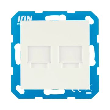 Ion Industries Modular Jack | Cat en Coax | 2-voudig met Centraalplaat V1/J1 Mat Alpin Wit