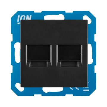 Ion Industries Modular Jack | Cat en Coax | 2-voudig met Centraalplaat V1/J1 Mat Zwart