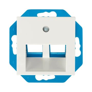 Ion Industries Modular Jack | Cat en Coax | 30° 2-voudig met Centraalplaat V1/J1 Alpin Wit