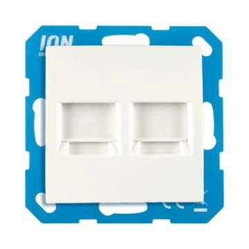 Ion Industries Modular Jack | Cat en Coax | 2-voudig met Centraalplaat E1 Mat Alpin Wit