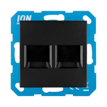Ion Industries Modular Jack | Cat en Coax | 2-voudig met Centraalplaat E1 Mat Zwart
