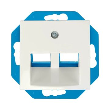 Ion Industries Modular Jack | Cat en Coax | 30° 2-voudig met Centraalplaat E1 Alpin Wit