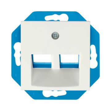 Ion Industries Modular Jack | Cat en Coax | 30° 2-voudig met Centraalplaat E1 Mat Alpin Wit