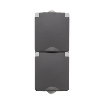 Ion Industries Wandcontactdoos | Opbouw 2-voudig Verticaal IP55 Grijs