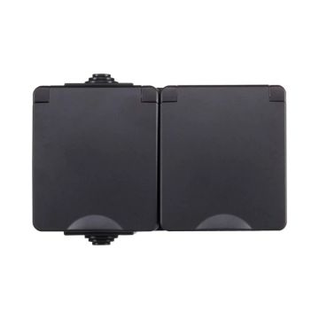 Ion Industries Wandcontactdoos | Opbouw 2-voudig IP55 Zwart