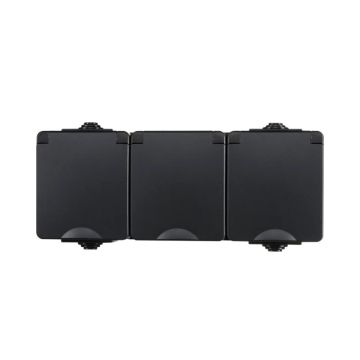 Ion Industries Wandcontactdoos | Opbouw 3-voudig IP55 Zwart