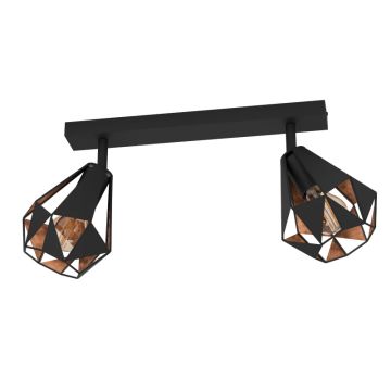 EGLO LED Plafondlamp Carlton 7 | 2X E27 Max 40W | IP20 | Zwart/koper