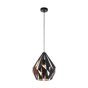 EGLO LED Hanglamp Carlton 1 | 1X E27 Max 60W | IP20 | Zwart/koper
