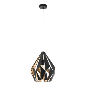 EGLO LED Hanglamp Carlton 1 | 1X E27 Max 60W | IP20 | Zwart-goud